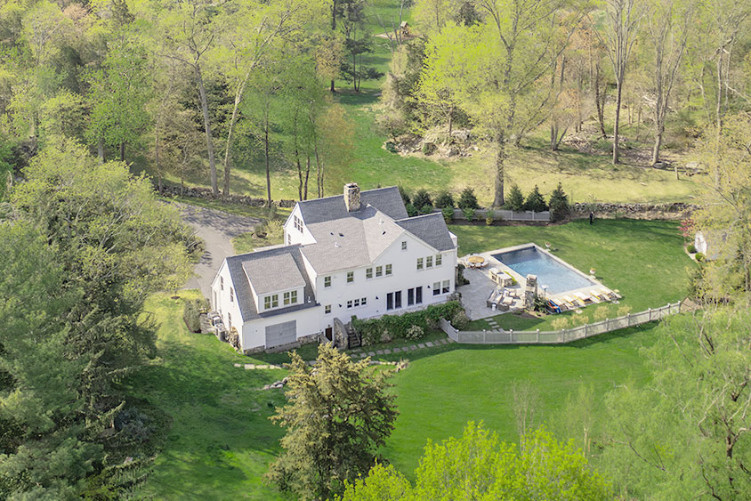 Aerial view of a Fairfield County estate