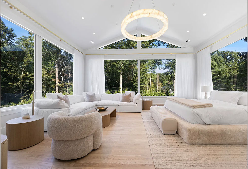 A well-lit modern bedroom